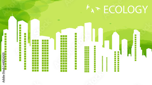 Ecology city and elements background vector concept