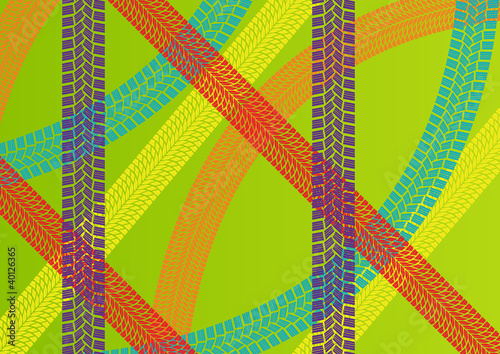 Summer tire tracks colorful pattern illustration collection