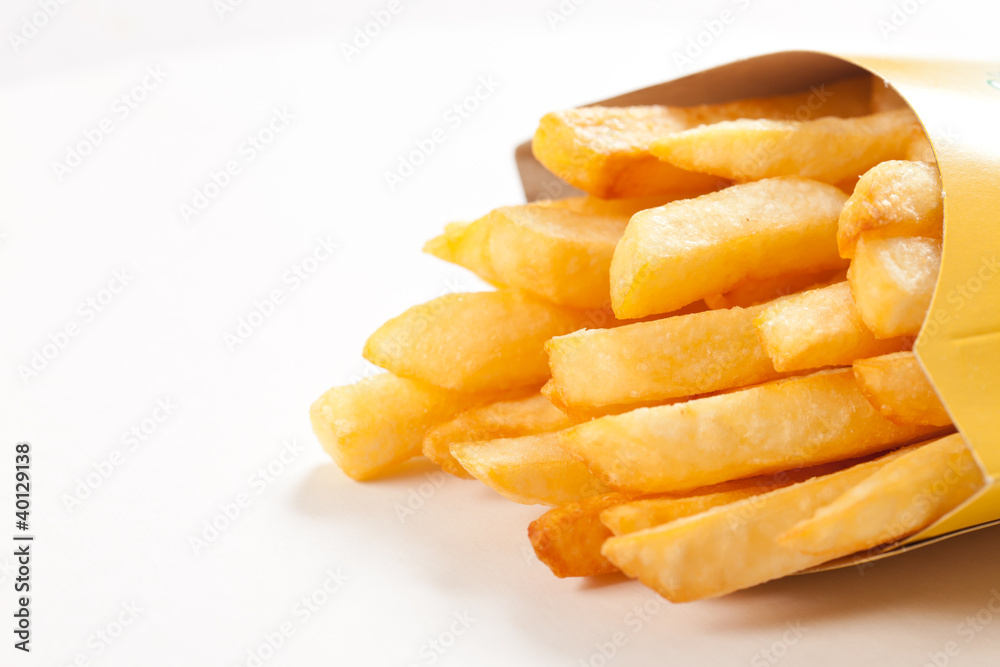 french fries on a white background french fries on a white background