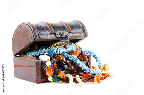 The treasure chest on a white background