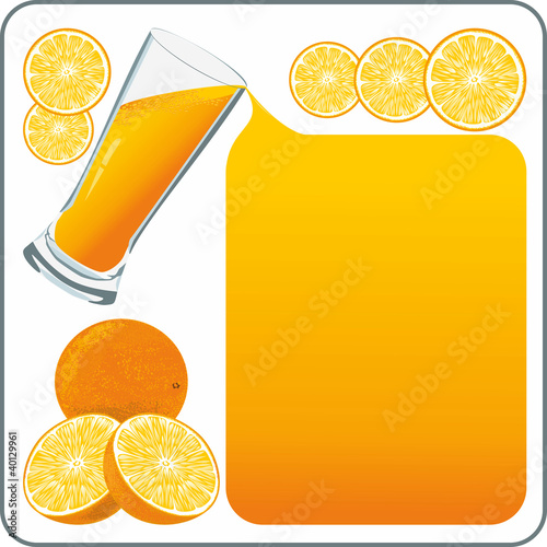 Orange juice flows out and creates a frame