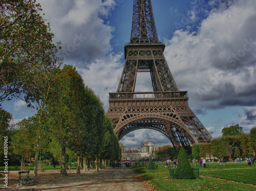 Clouds over Eiffel Tower in Paris