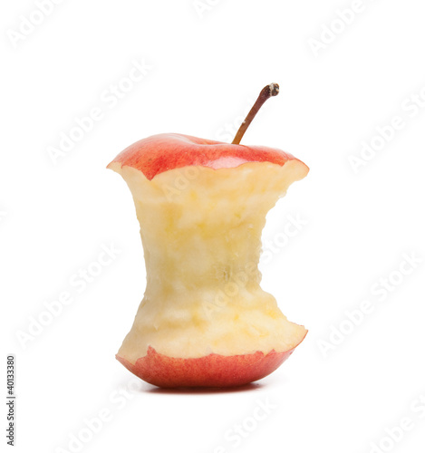 red apple core isolated on a white background