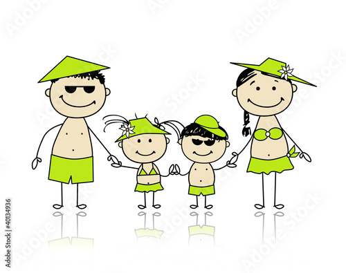 Summer holidays. Happy family for your design