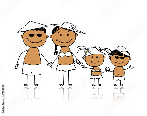 Summer holidays. Happy family for your design