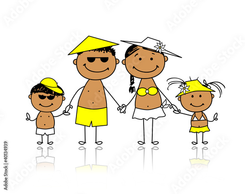 Summer holidays. Happy family for your design