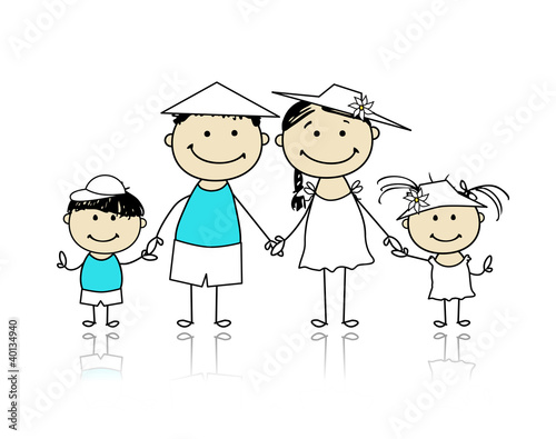 Summer holidays. Happy family for your design