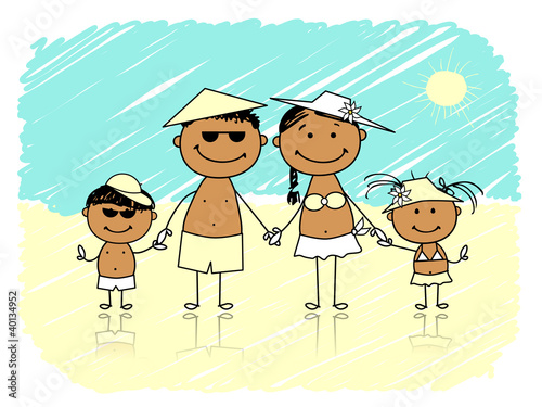 Summer holidays. Happy family on the beach
