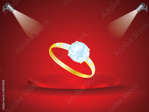 diamond ring on red field