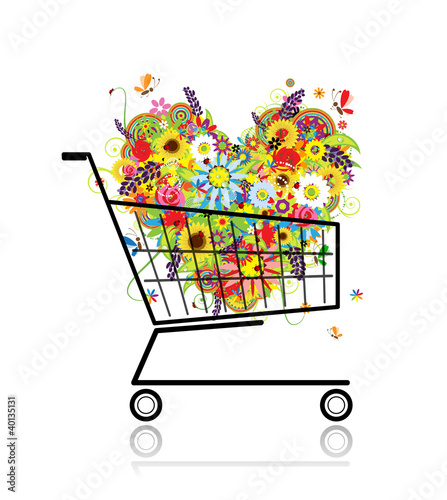 Floral heart in shopping cart for your design