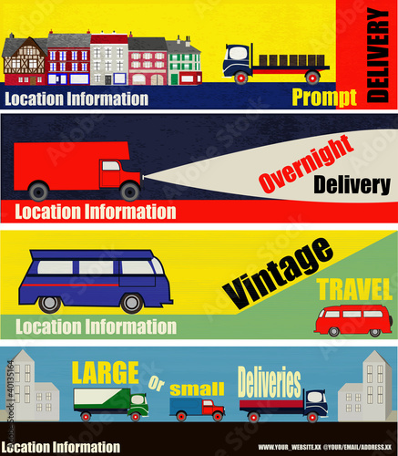 Retro Auto Delivery Web Banners