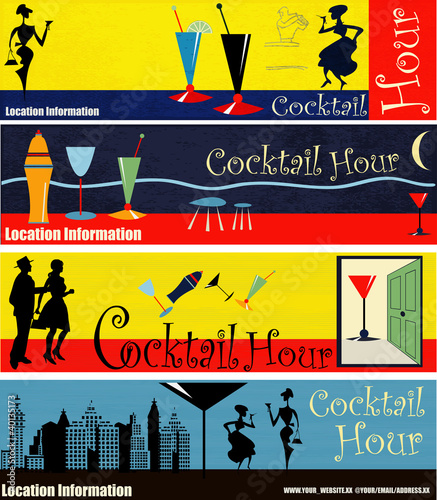 Retro Cocktail Hour Web Banners