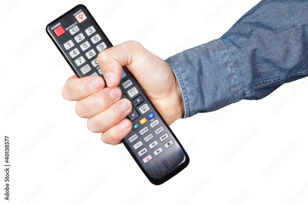 remote for tv clamped in the hand remote for tv clamped in the hand