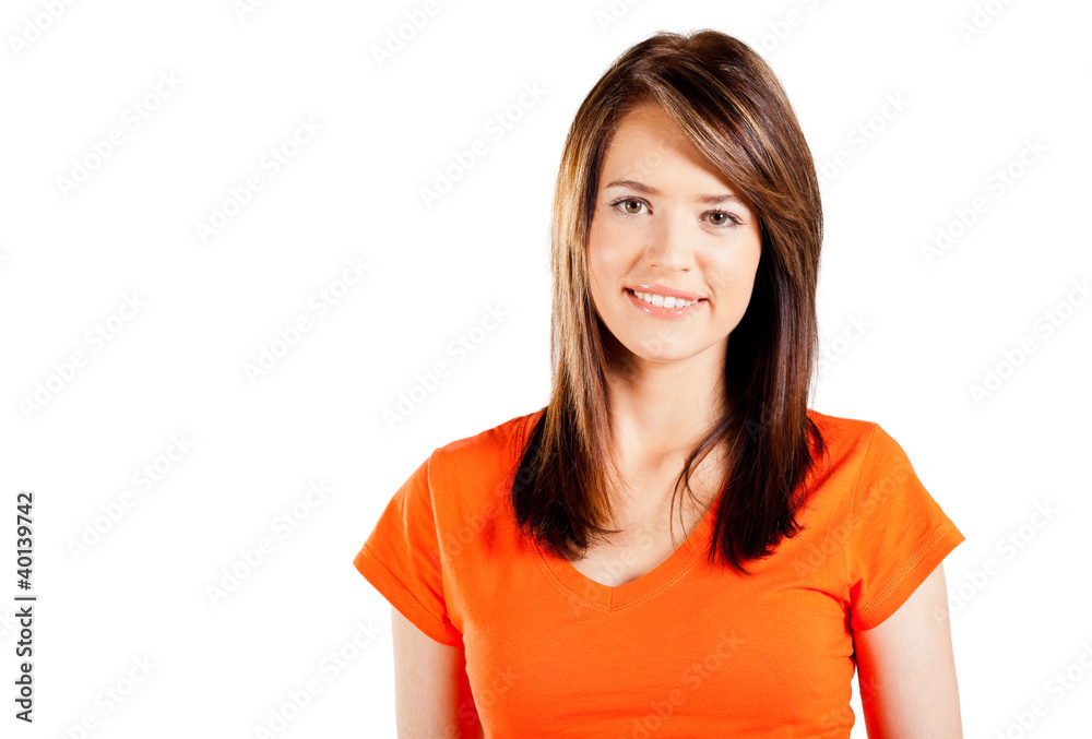 cute teen girl half length portrait on white cute teen girl half length portrait on white