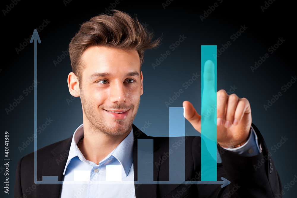 Mann zeigt Diagramm Stock Photo | Adobe Stock