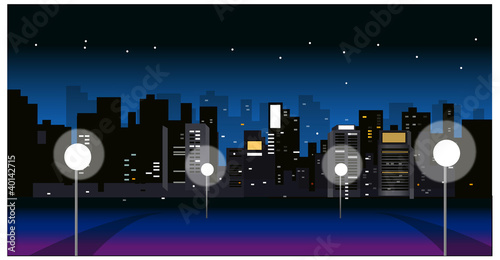 City Skyline with street light at night photo