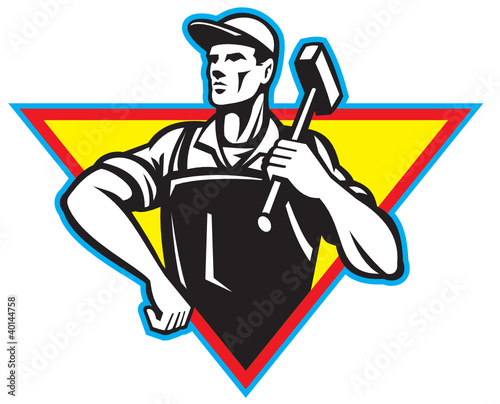 Blacksmith Worker Holding Hammer