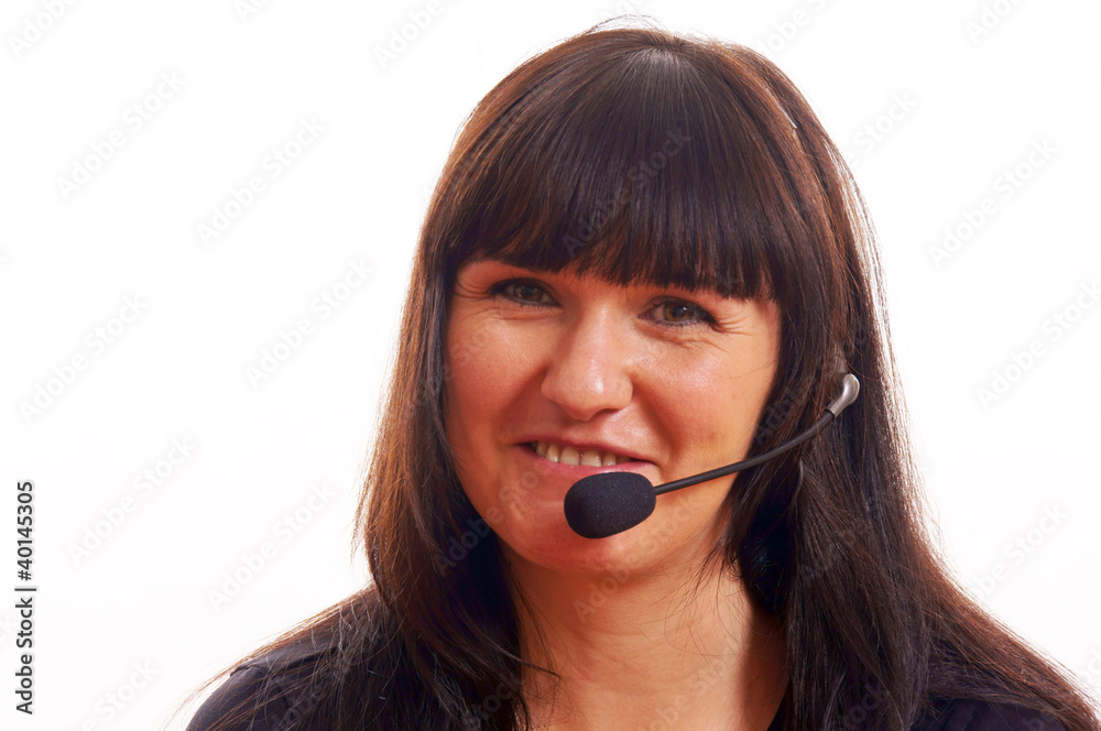 Portrait of a young woman with headset Portrait of a young woman with headset