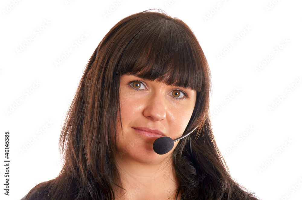 Portrait of a young woman with headset Portrait of a young woman with headset