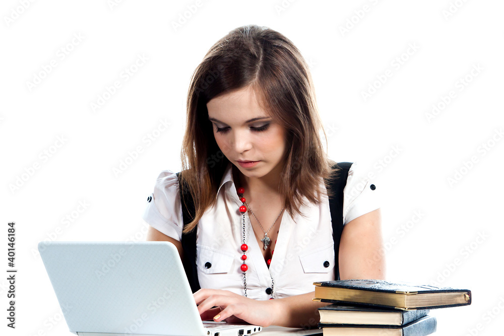 Portrait of a young and beautiful girl student Portrait of a young and beautiful girl student