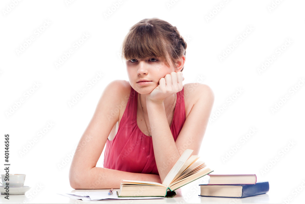 Portrait of a young and beautiful girl student