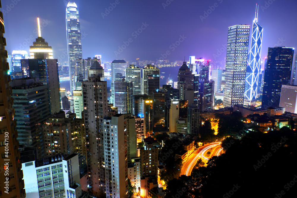 Fototapeta premium Hongkong nocą