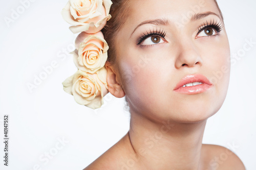 beauty flower girl on the white background