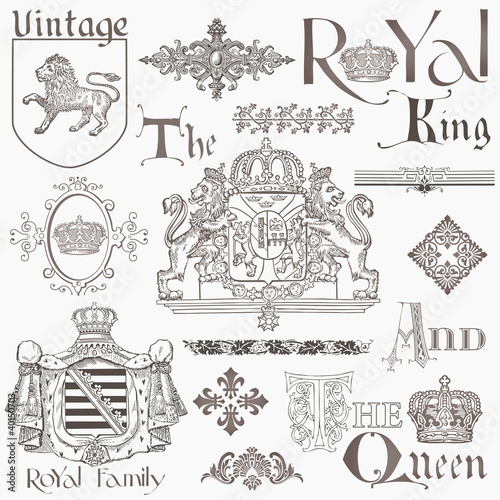 Set of Vintage Royalty Design Elements - High Quality -  in vect