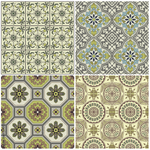 Seamless Vintage Background Collection - Victorian Tile in vecto