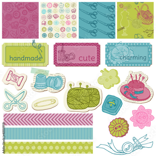 Scrapbook Design Elements - Sewing Kit in vector