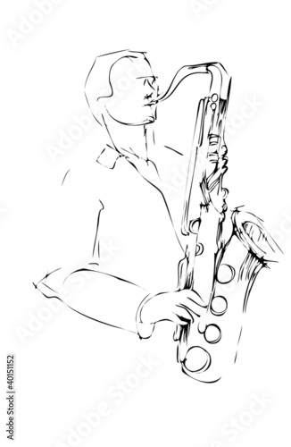 musician with a saxophone sketch arcwise