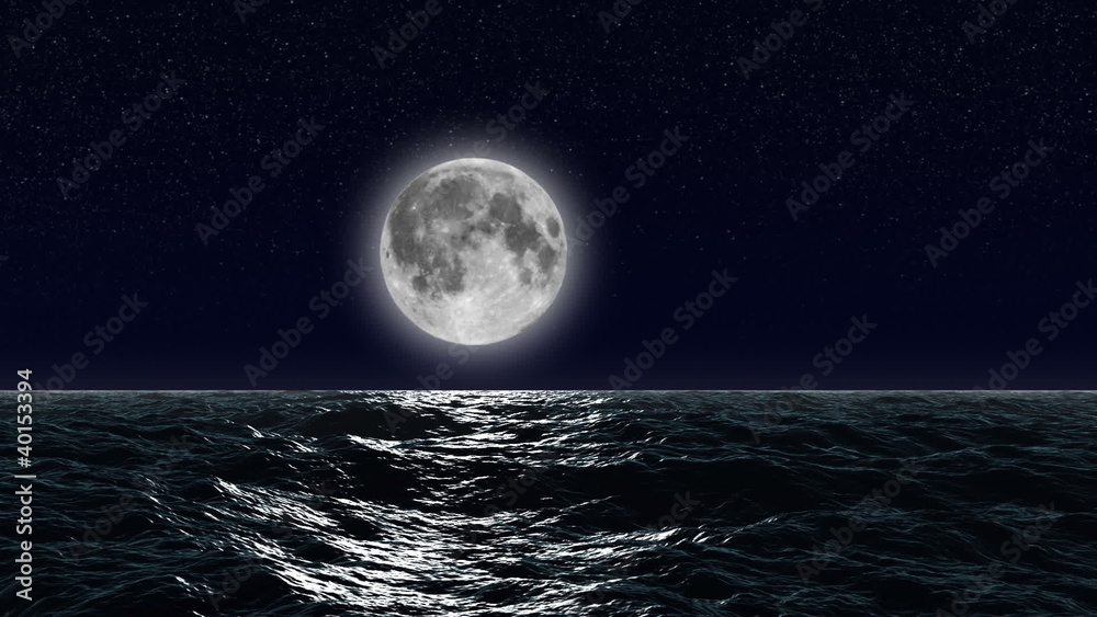 HD - Moon over the ocean