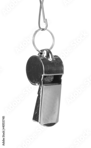 sport metal whistle isolated on white