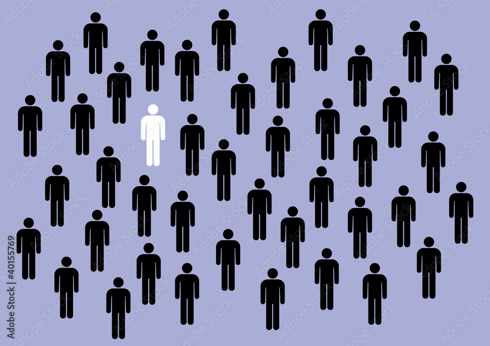 Einzelner Mann in der Menge Stock-Vektorgrafik | Adobe Stock