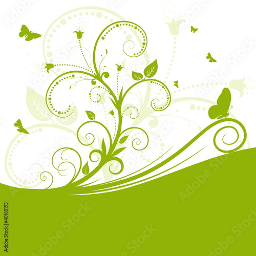 Hintergrund, abstrakt, grün, Frühling, Flora, geschwungen, Stil