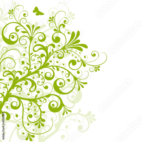 Floral, Frühling, grün, swirl, geschwungen, Pflanze, abstrakt