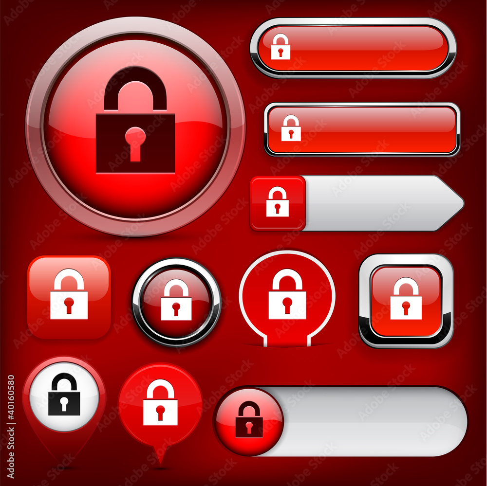 Lock high-detailed web button collection.