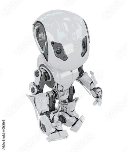 Cool futuristic white toy robot