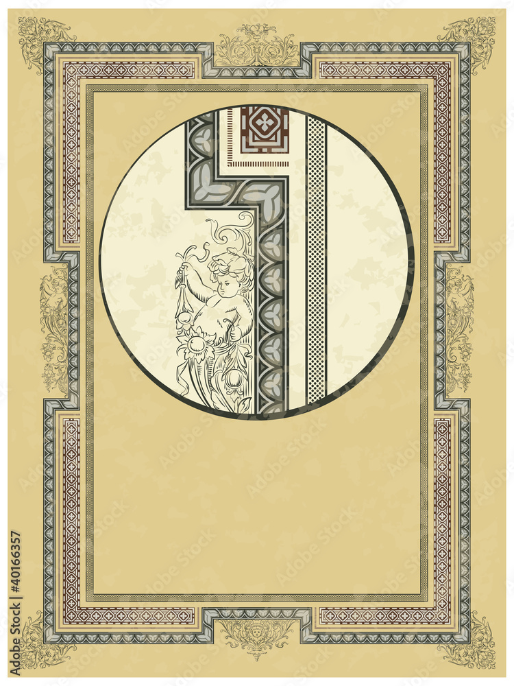 Fototapeta premium Luxury vector frame with border in rococo style