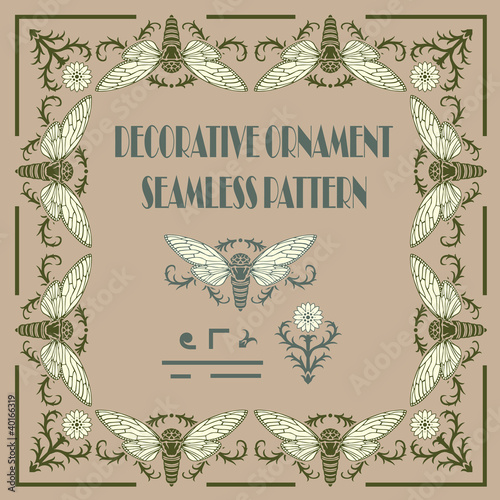 set of plant elements for creating borders and frames