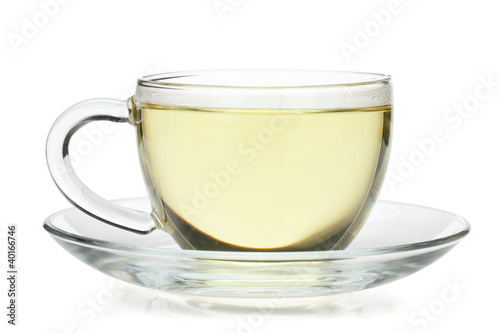 Green tea in glass cup