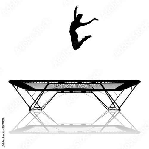 silhouette of female gymnast on trampoline