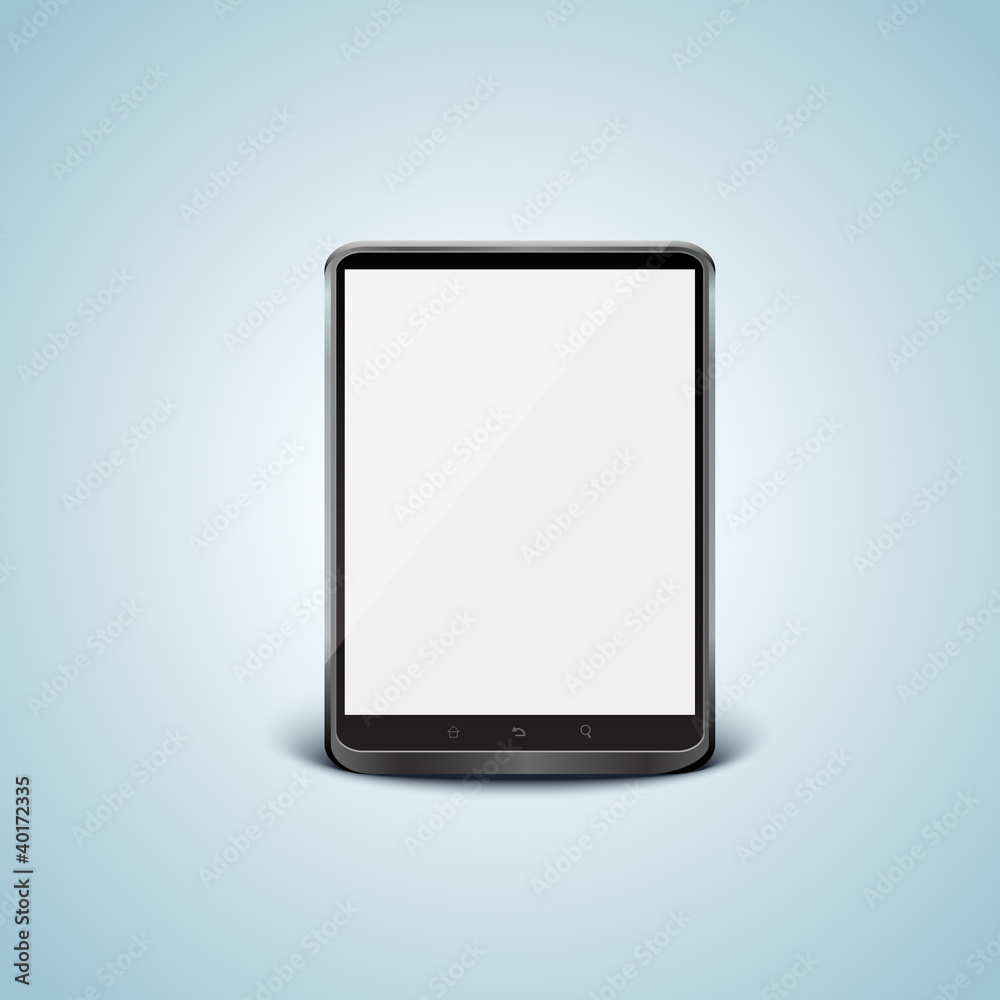 Black vector tablet pc with white screen. Black vector tablet pc with white screen.