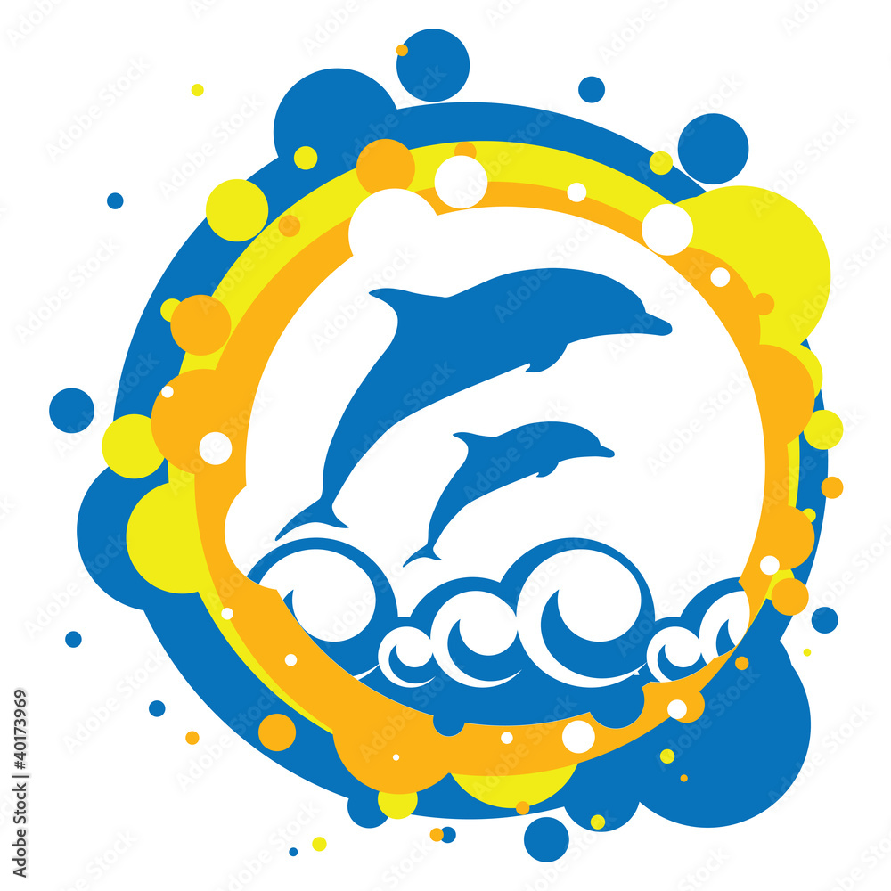 Obraz premium vector illustration dolphins in the sea