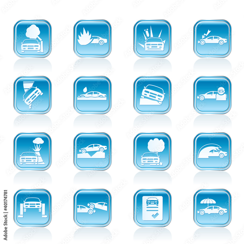 car and transportation insurance and risk icons car and transportation insurance and risk icons