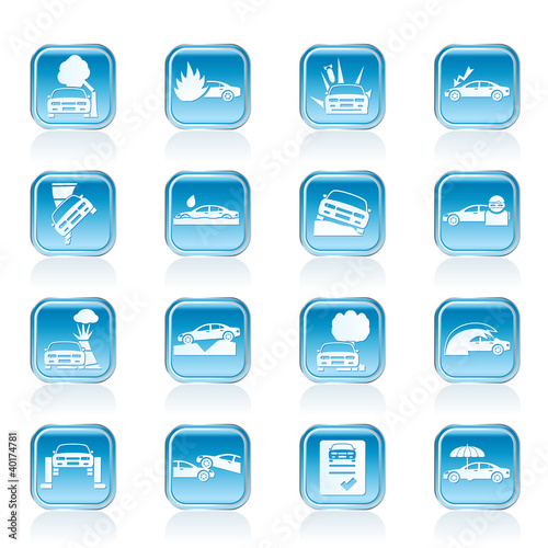 car and transportation insurance and risk icons