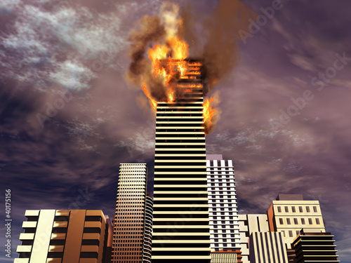 Edificio en llamas photo