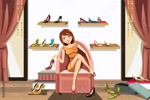Woman shopping for shoes