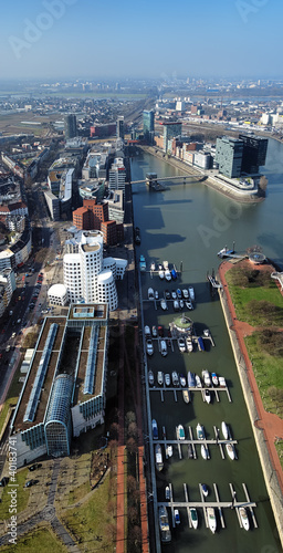 Obraz na płótnie View on Media Harbour in Dusseldorf from TV tower