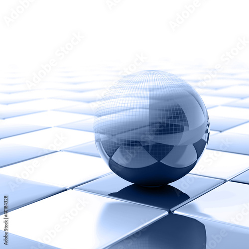 blue metallic ball with vis...